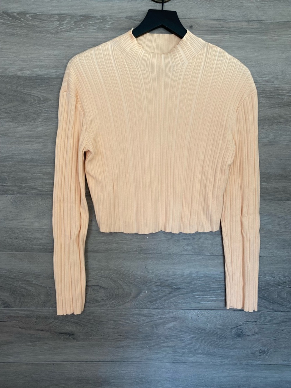Maje Meline Cropped Rib Knit Turtleneck Top